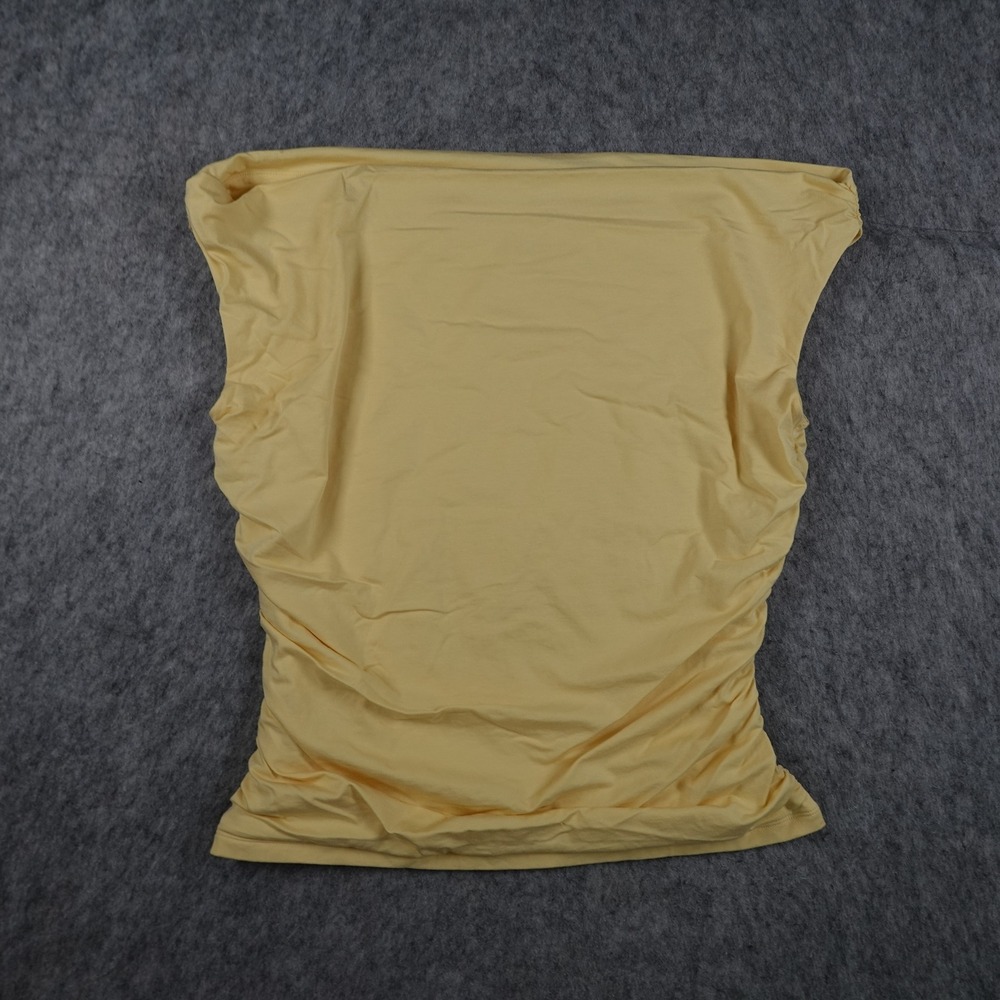 Abercrombie Fitch Top Women Large Yellow Ruched Sleeveless Knit Off Shoulder